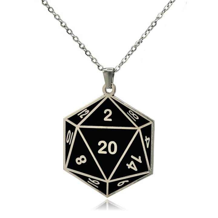 D20 Dice Double Sided Enamel Pendant Necklace for wholesale by Clayton Jewelry Labs