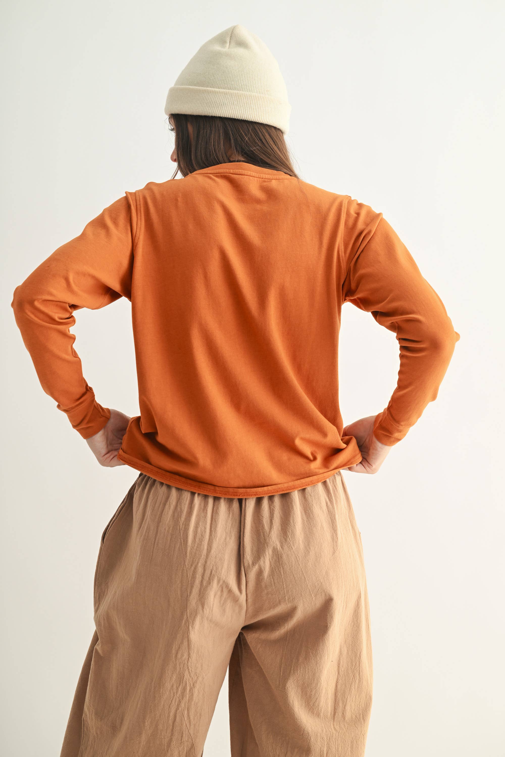 Mono B - Vendita all'ingrosso Maglietta - Donna - Maglia a Maniche Lunghe in Cotone Pima Stonewash a Taglio Ampio14