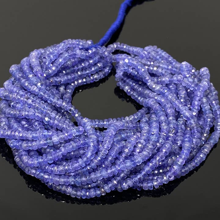 Perline di tanzanite da 16 pollici, perline in pietre preziose naturali, forniture di gioielli per la creazione di gioielli, perline sfuse all'ingrosso, grado AAA per la vendita all'ingrosso da parte di Akstar Gems