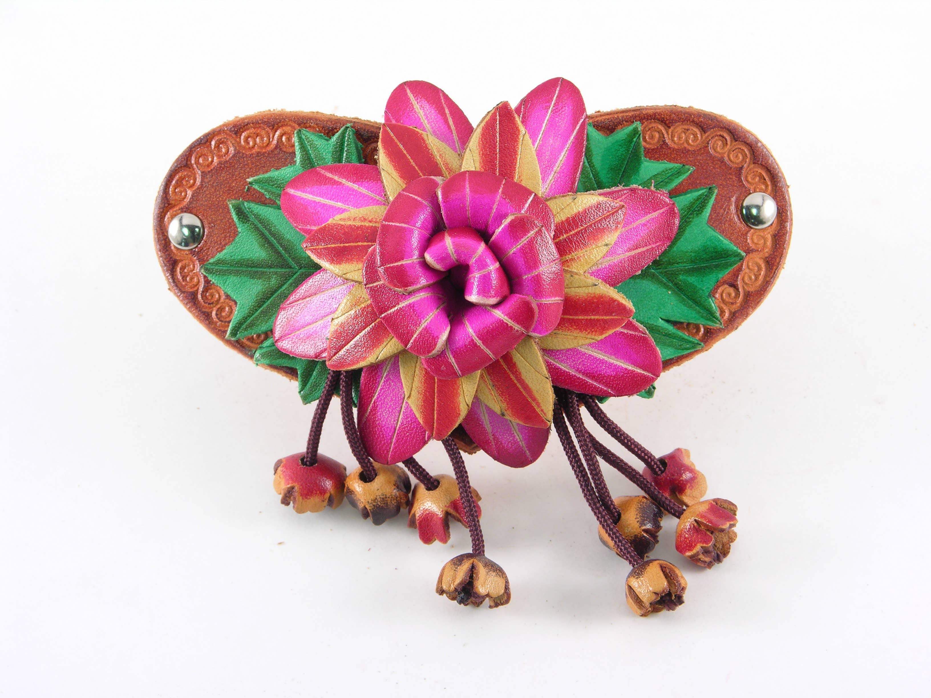 Sunflower Handmade leather inc - Wholesale Barrette - Women's - as0003-2 6 pcs woodstick and 6 pcs metal leather barrettes11