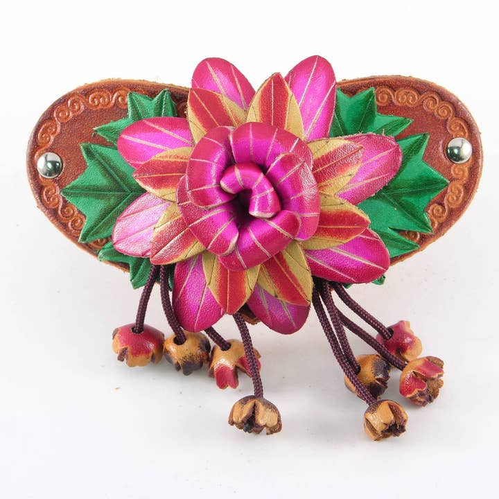 Sunflower Handmade leather inc - Wholesale Barrette - Women's - as0003-2 6 pcs woodstick and 6 pcs metal leather barrettes11