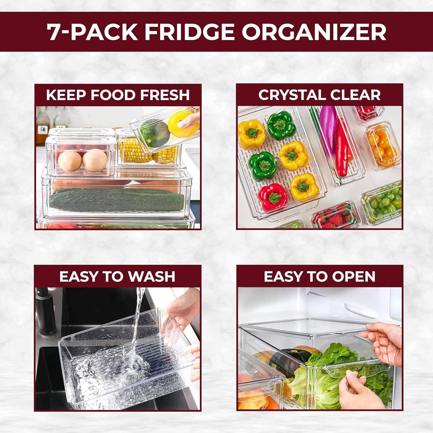MEHIAZ – wholesale Kitchen storage/organiser – Fridge Organizer, Stackable Refrigerator Organizer Bin 7pack5