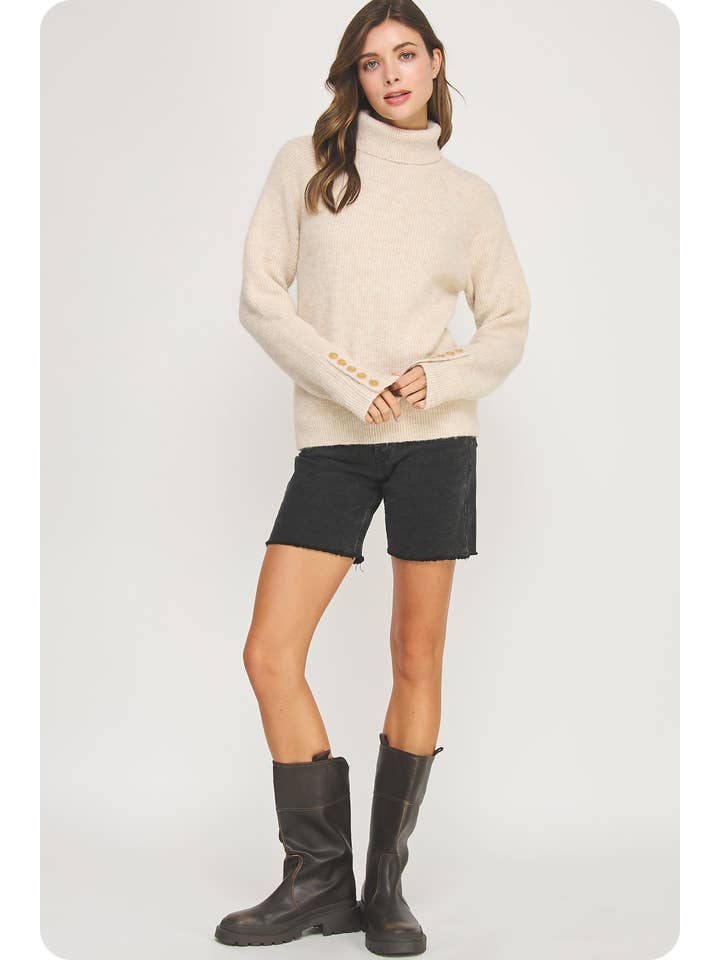 Strut & Bolt - Wholesale Tunic Sweater - Women's - Button Sleeve Turtle Neck Sweater18