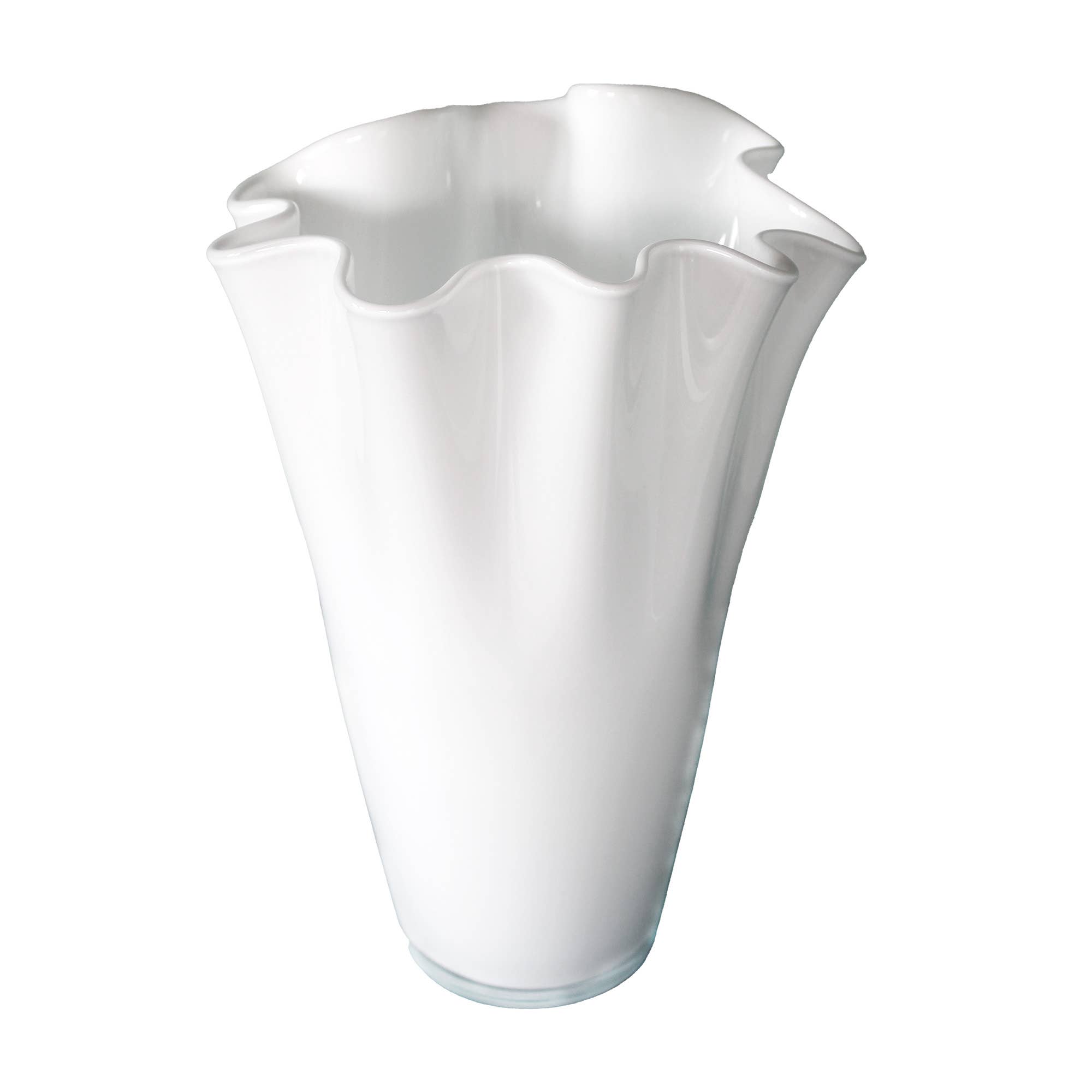 Signature Home Collection GmbH – Großhandel Vasen – Vase Glas gewellt weiß blickdicht Blumenvase Glasvase 1