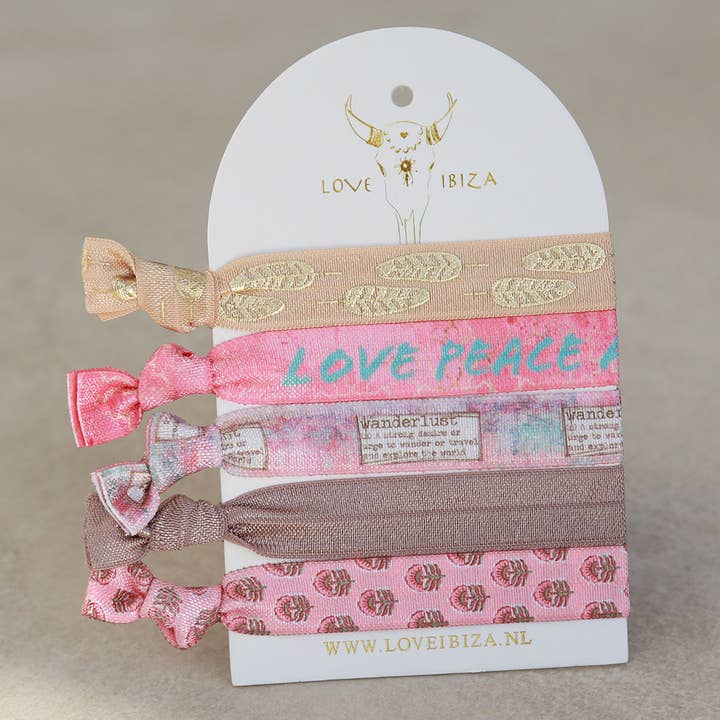 Ibiza elastiekjes Liefde, vrede en geluk voor wholesale door Love Ibiza