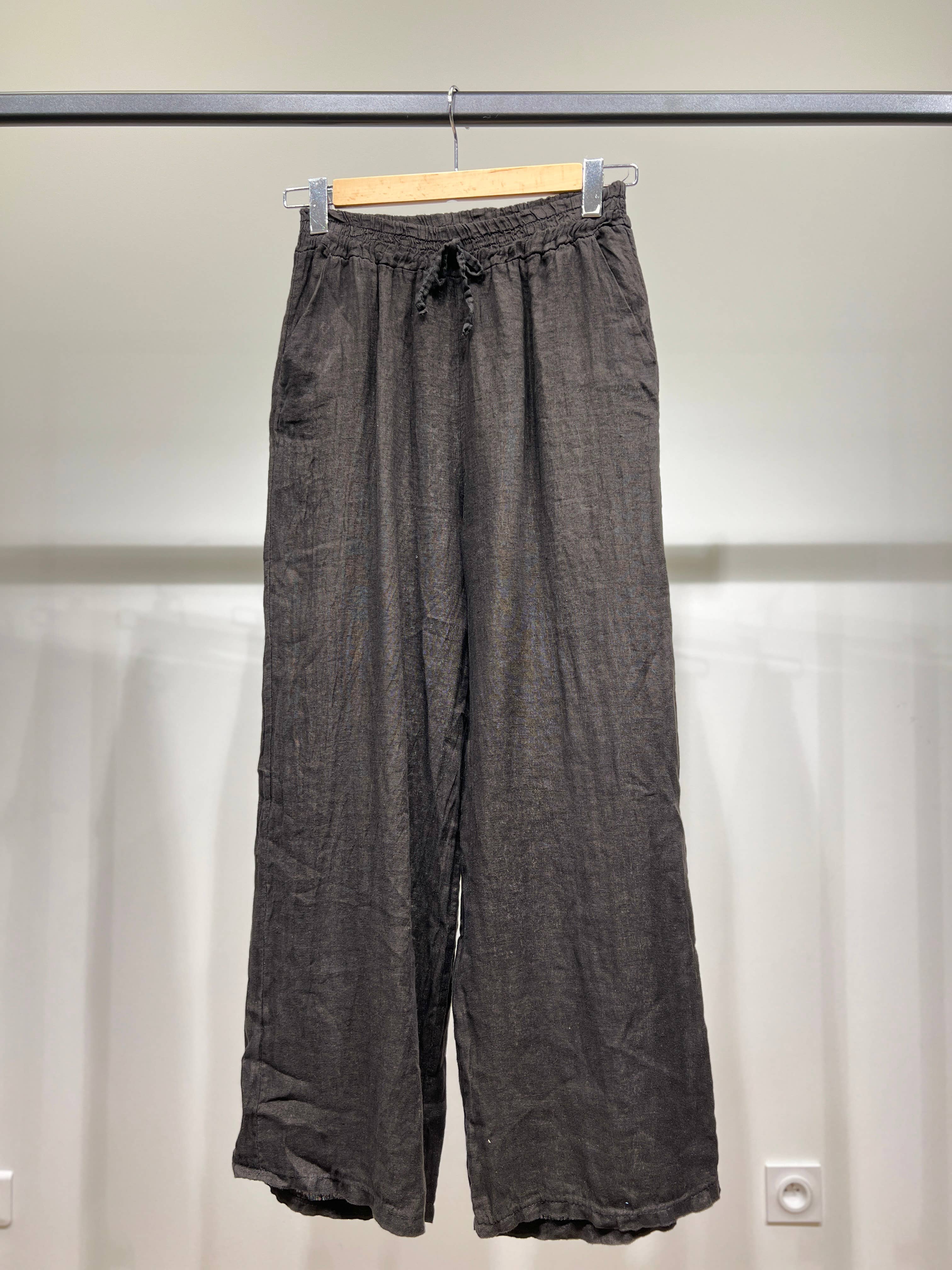 L'Emotion - Wholesale Pants - Women's - Wide Leg Elastic Waist Drawstring Pants 100% Linen15