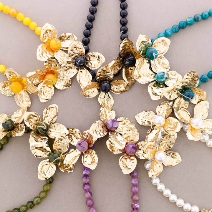 Sonata - Wholesale Snap Jewelry - Metal Bead Flower Choker6