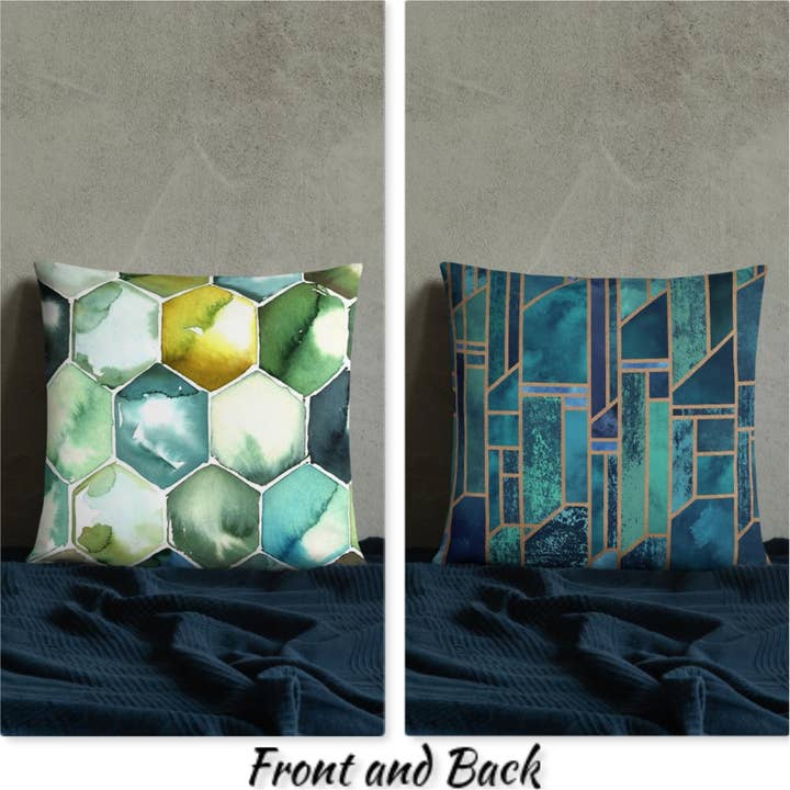 Grünes Kissen mit geometrischem für den Großhandel von Cushion Covers Store