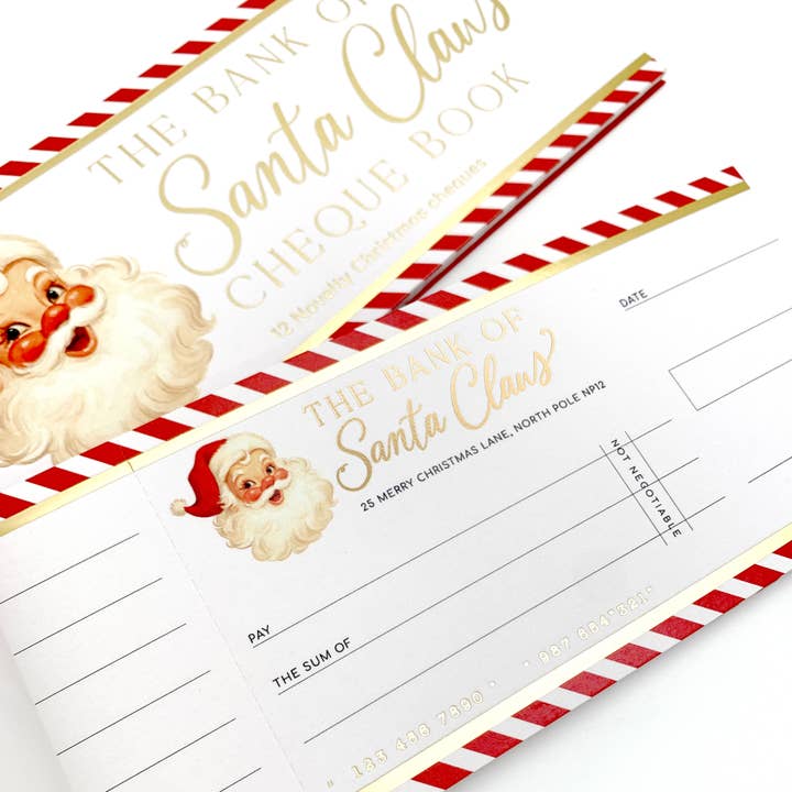 Black Bow Studio - Wholesale Gift tag - Bank Of Santa Claus Novelty Christmas Cheque Book2