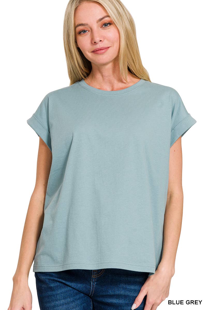 42POPS - Wholesale T-Shirt - Women's - `.Round Neck Folded Short Sleeve T Shirt41