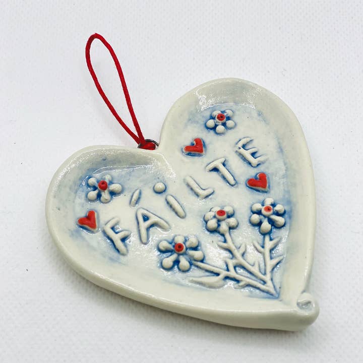The Mood Designs Ceramics Limited - Wholesale Ornament - Fáilte Ceramic Heart Ornament Handmade Irish Mood Heart0
