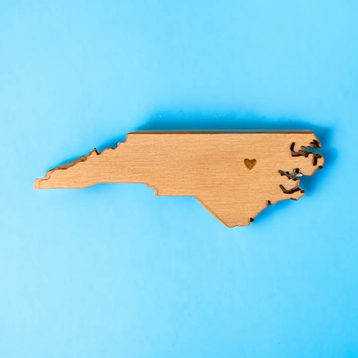 Positively North Carolina - Wholesale Magnet - Wooden North Carolina State Heart Magnet Keepsake0