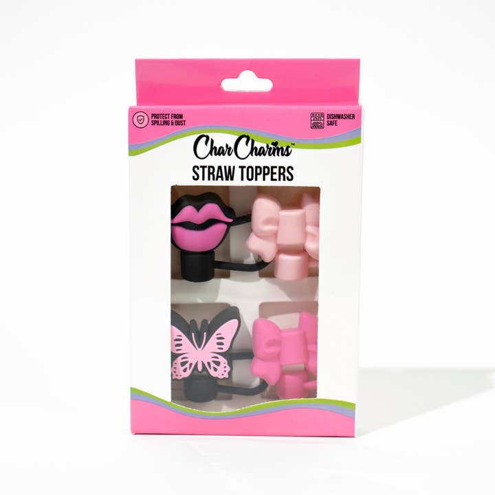Sippin' Pretty Straw Toppers (4 PK) for wholesale by CharCharms