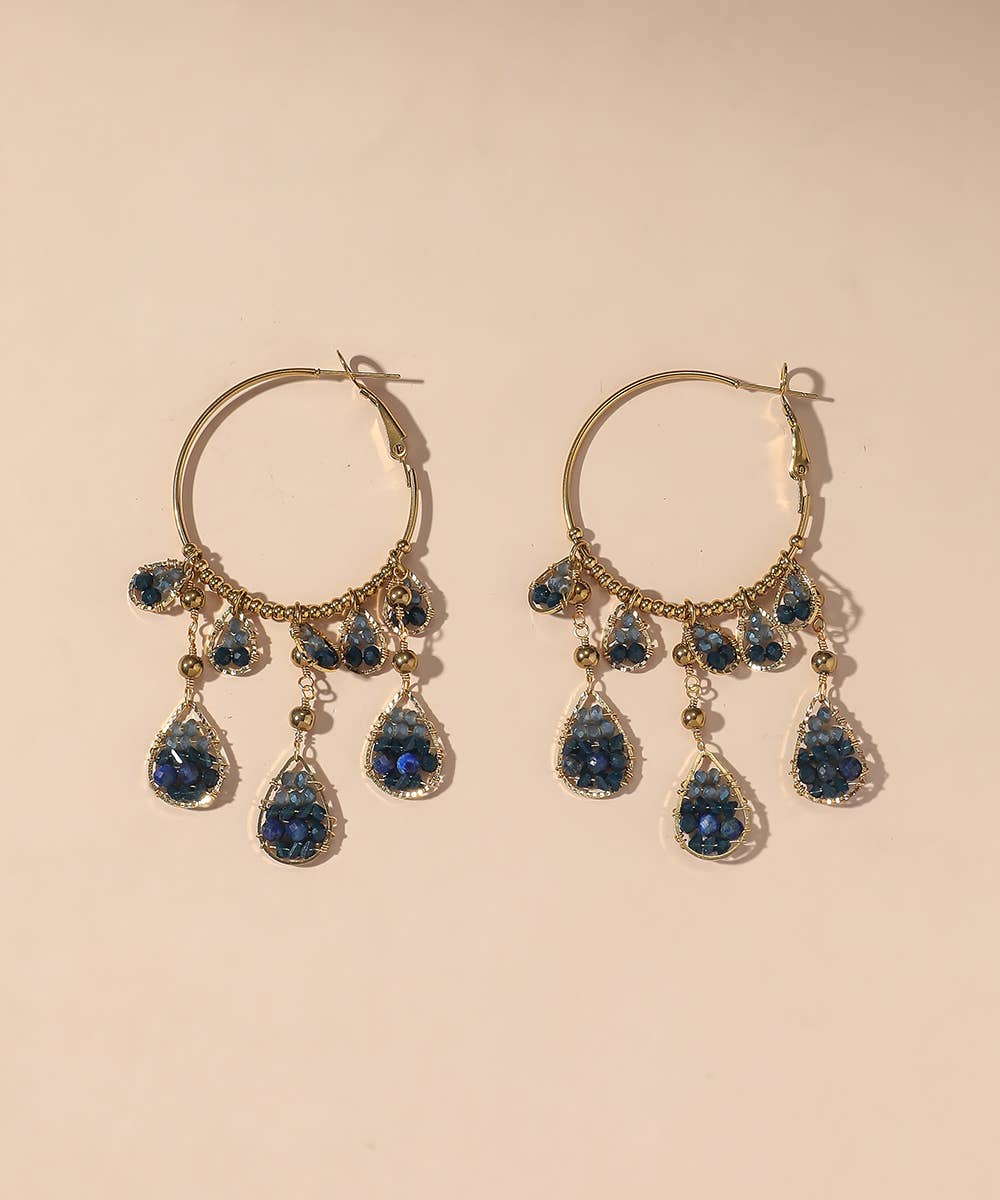 Blossom bijoux - Wholesale Dangle Earrings - BO Stud Hoops Stainless Steel Crystal Beads 25BOA0035
