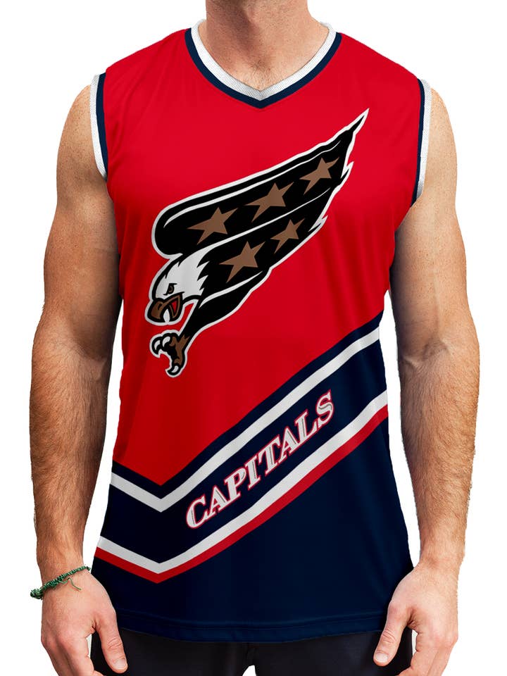 Maillot de hockey alternatif rouge "Aigle Hurlant" des Washington Capitals pour la vente par Bench Clearers