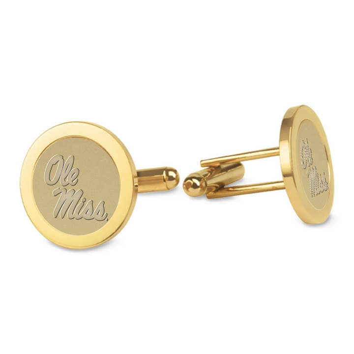 Ole Miss Rebels Gold Cufflinks for wholesale by Collegiate Gifts and Accessories
