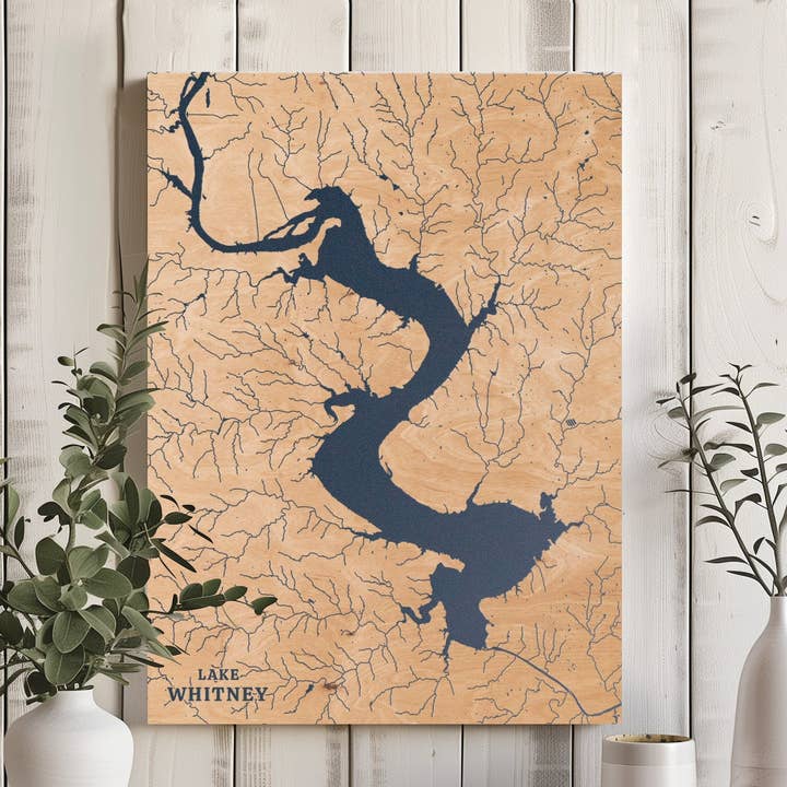 Lake Whitney Texas Custom Lake Map for wholesale by Benoit's Design Co.