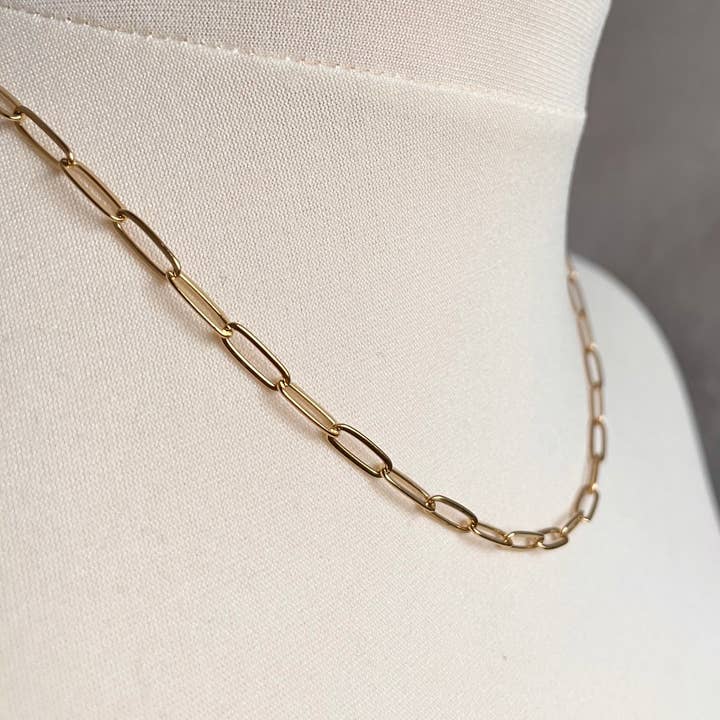 Little Nell Jewellery – Großhandel Gliederhalskette – Wasserdichte Halskette mit 18-karätigem Gold, lange Gliederkette