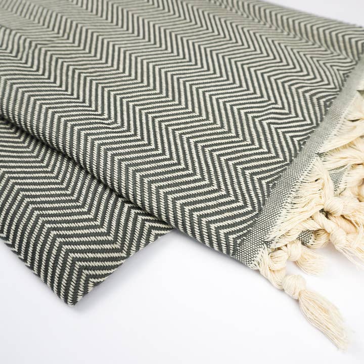 Toalhas Zigzag Cinza Escuro %100 Original Algodão Turco por atacado de LADY OCEAN