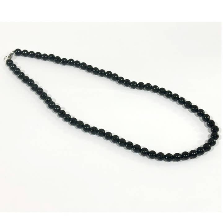 Collar con piedras de cristal auténticas de ágata negra de 8 mm para venta al por mayor de Wise Skies