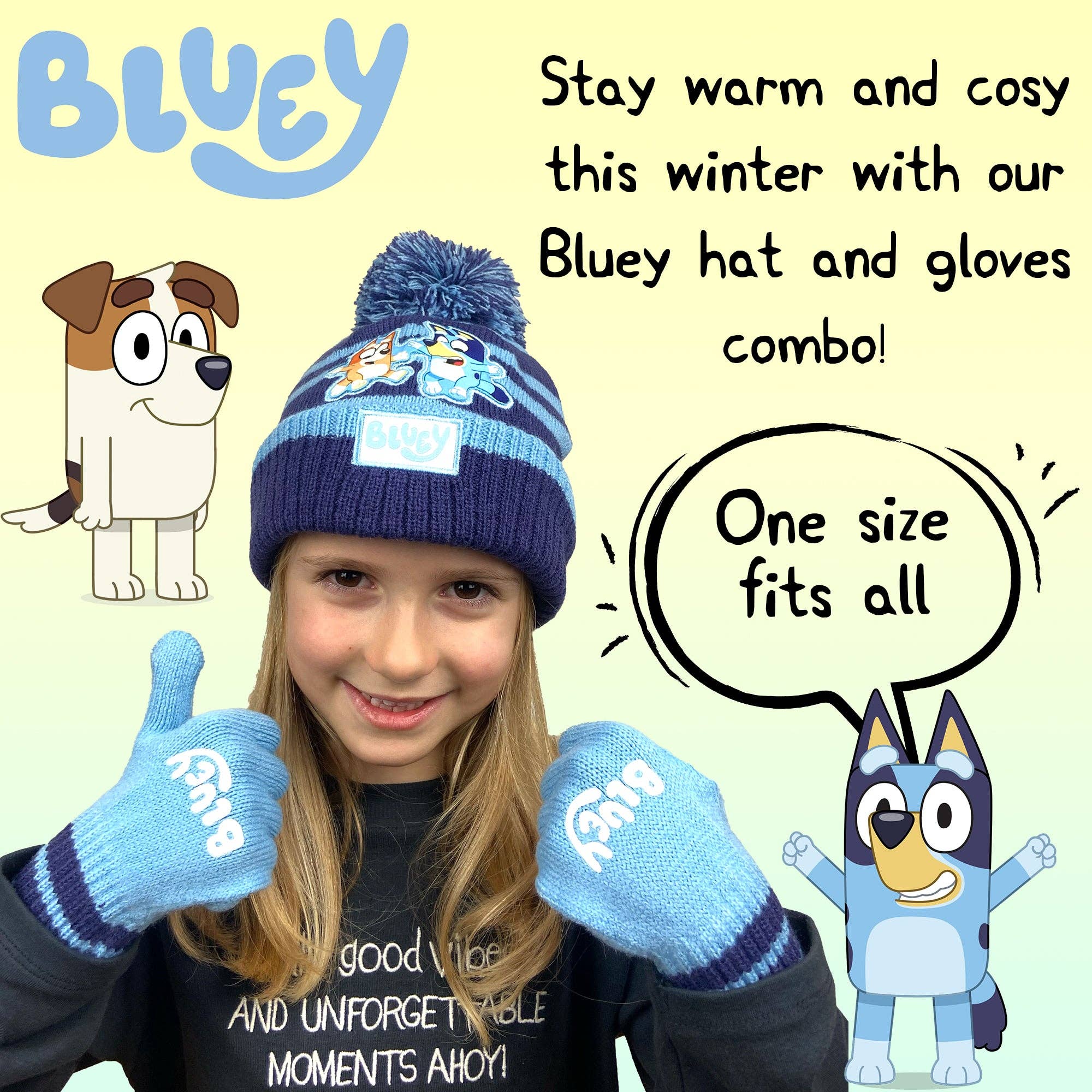 Fringoo Group Ltd – wholesale Winter accessory set – kids – Bluey Children's Winter Hat & Gloves Set Warm and Comfy Beanie Hat & Gloves Set1