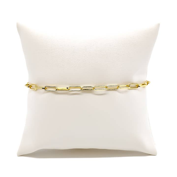 Gold Ashley Paperclip Chain Charm Bracelet for wholesale by The Charm Bar Company