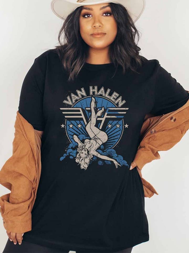 Jaylanie - Wholesale Screen Printed T-Shirt - Women's - Van Halen Graphic Tee0