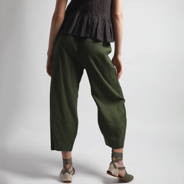 Knotium - Wholesale Pants - Women's - FRIDAY Barrel Leg Cropped Linen Pants5