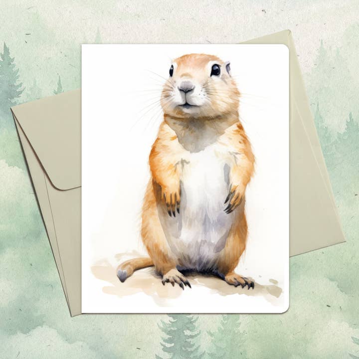 Carte de vœux faite main avec un chien de prairie pour la vente par Soul Familiar