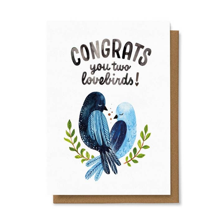 Congrats You Two Lovebirds Card 4X6 for wholesale by Chaukiss