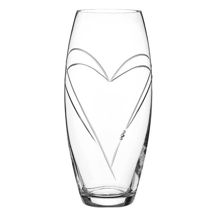 Diamante Heart In Heart Hand Cut Crystal Barrel Vase With S for wholesale by DIAMANTE