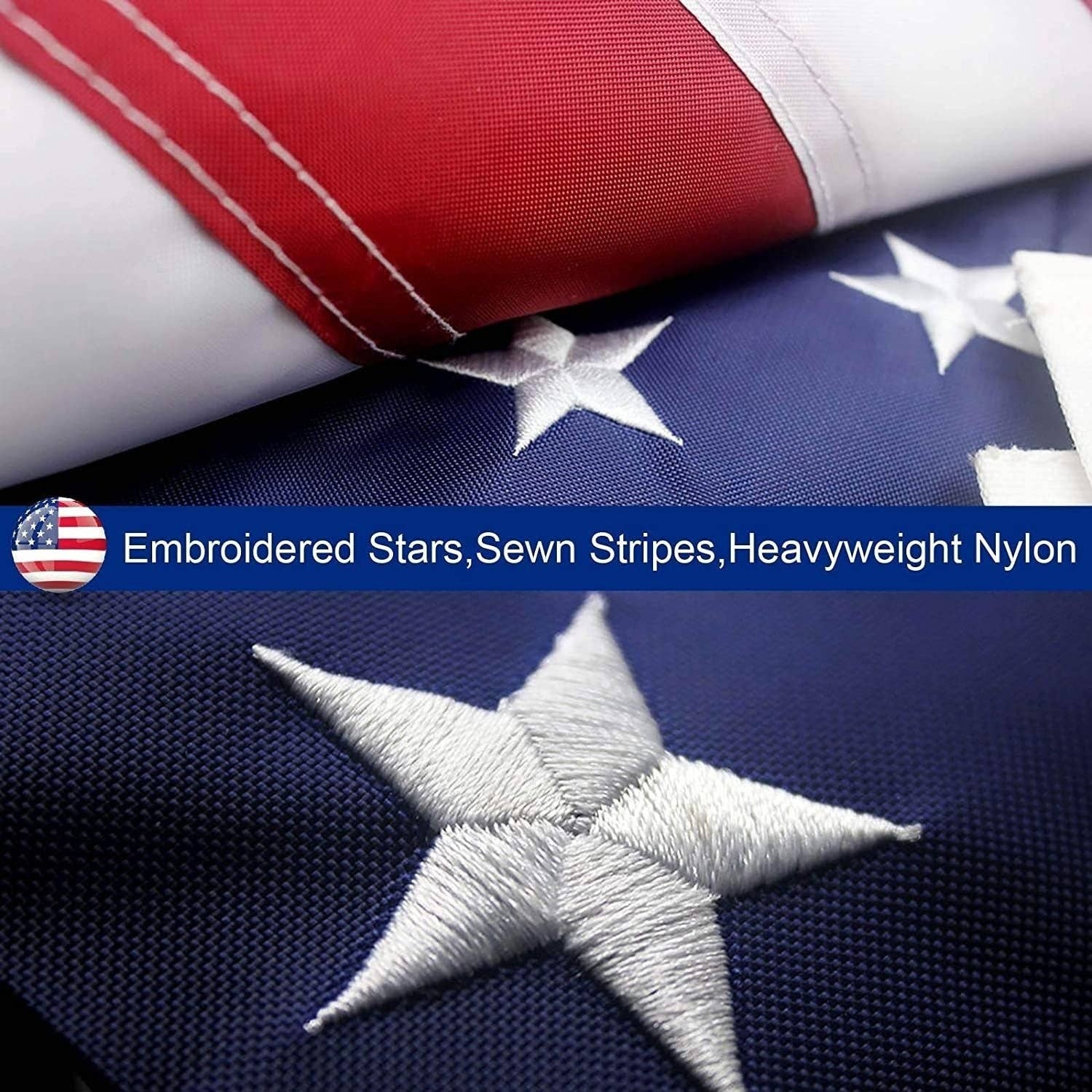 American Smart - Wholesale Flag - American Flag 10x15 ft 8x12 ft 6x10 ft 5x8 ft 4x6 ft 3x5 ft  2x3 ft Outdoor Heavy Duty Embroidered Stars USA Flag Sewn Stripes Fade Resistance Brass Grommets All Weather UV Active2