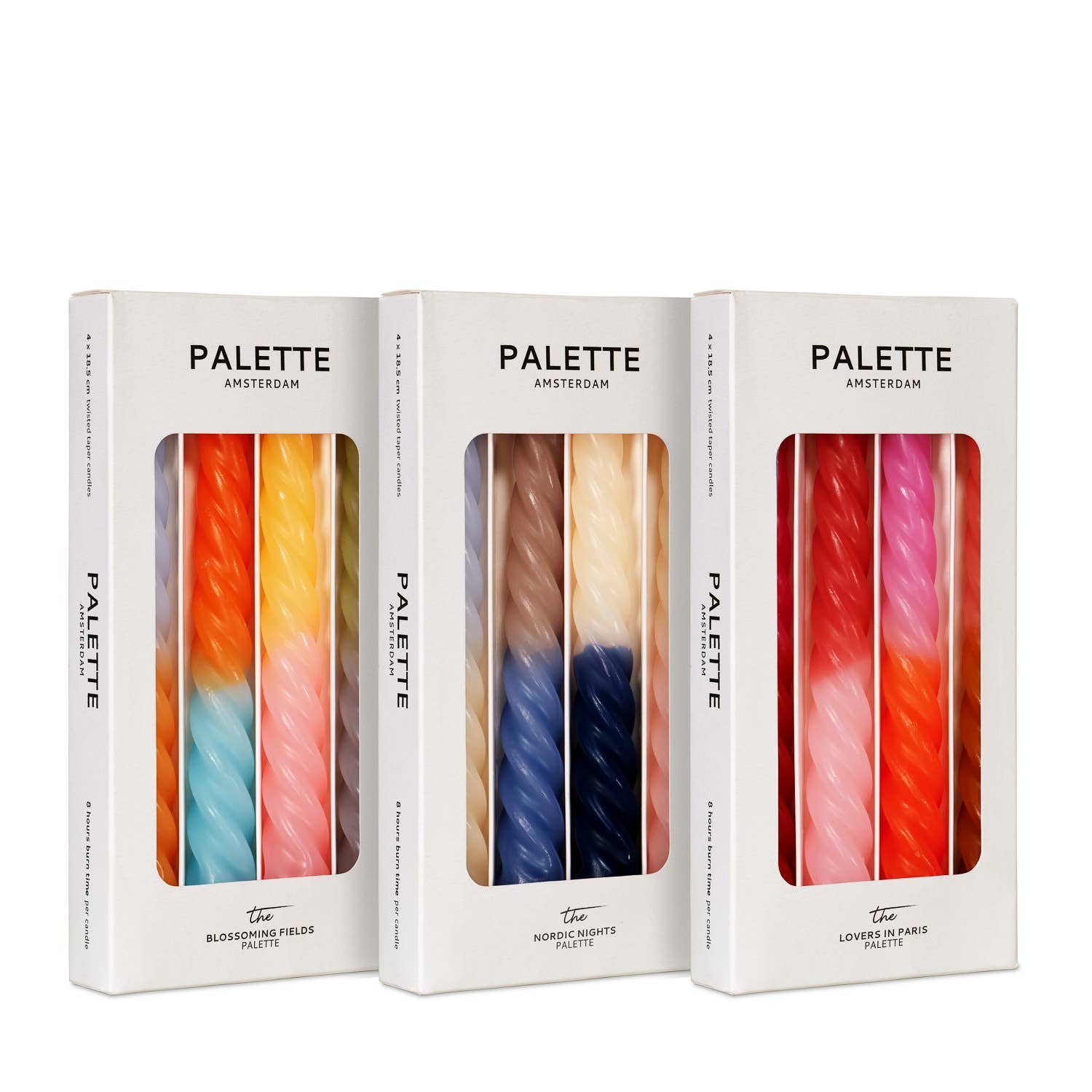 Palette Amsterdam – wholesale Avsmalnande ljus – Jul Vridna Middagsljus - Set om 4 - Blossoming Fields6