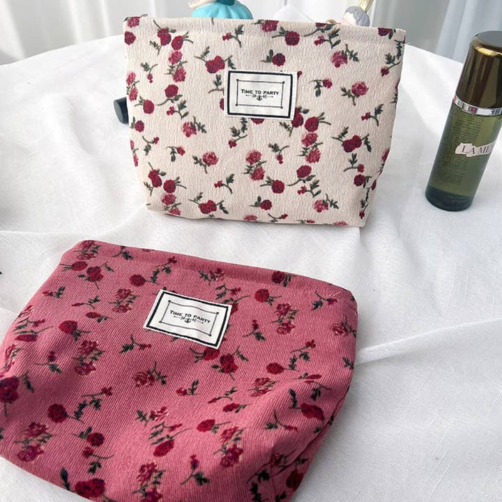 Funkyrel® Atzbranding Limited - Wholesale Makeup/Cosmetic Bag - Cosbai - Rose Pattern Corduroy Makeup Bag
