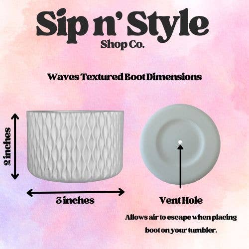 Sip n' Style Shop Co. - Wholesale Drink Huggers & Koozies - Gray Rock Swirl | Waves Texture | Silicone Boot2