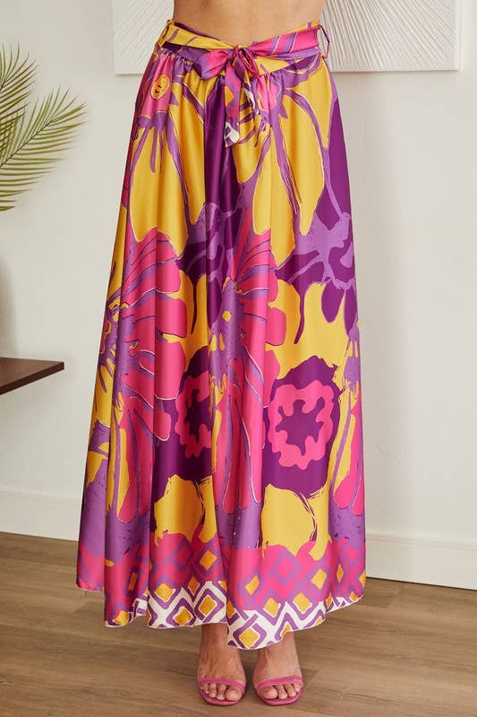 VENTI6 - Vendita all'ingrosso Gonna - Donna - GONNA MAXI IN RASO CON STAMPA CHINA ROSE (0816-CHINAROSE)0