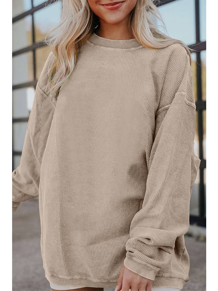 PartyEight - Wholesale Sweatshirt - Women's - Ribbed Corduroy Oversized Sweatshirt