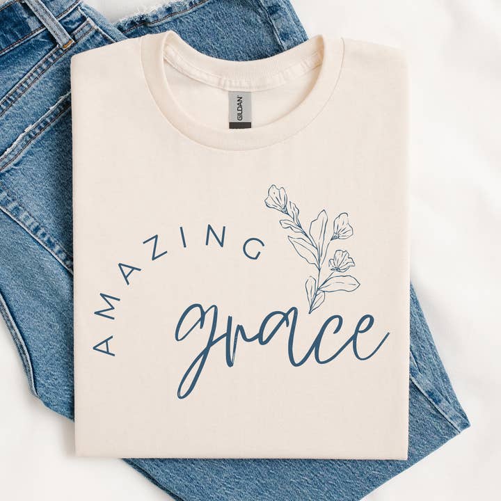 Miche Custom - Wholesale Screen Printed T-Shirt - Women's - Amazing Grace Shirt, Faith Tee, Religious Shirt, Soft Gildan0