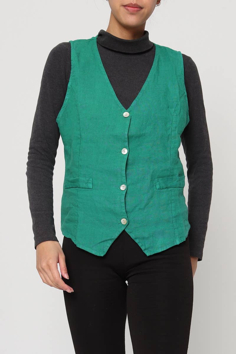 LÉA & LUC - Wholesale Button Down Shirt - Women's - Sleeveless shirt in 100% Linen REF. 514635