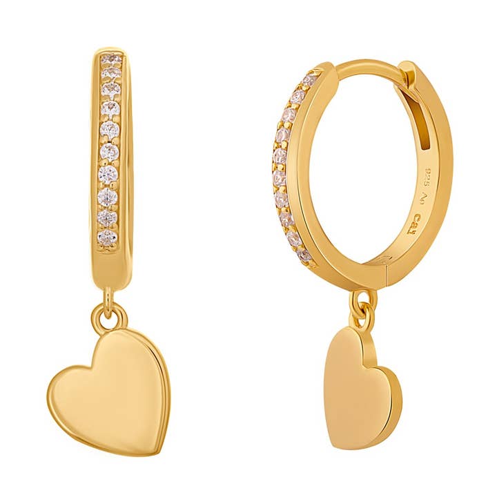 925 silver plated heart zirconia hoop earrings for wholesale by caï