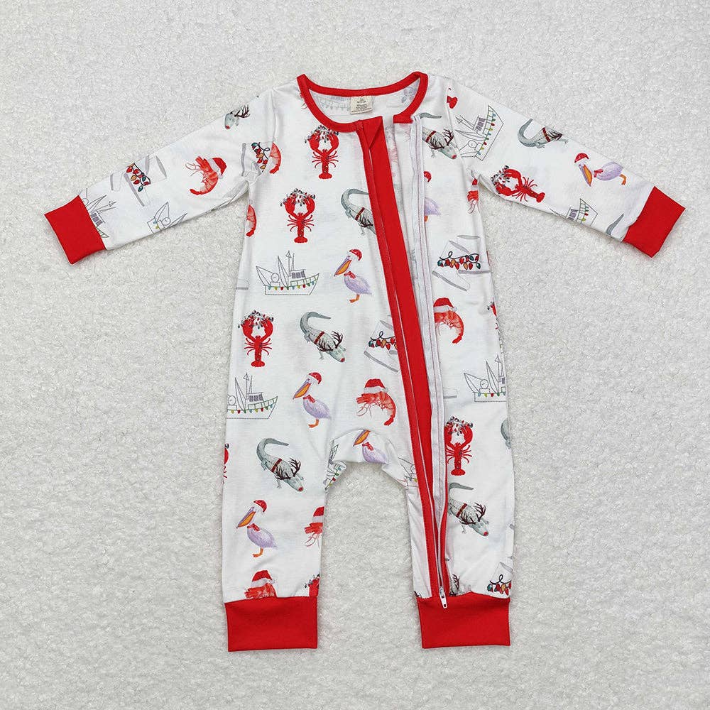 Aier Wholesale - Wholesale Jumpsuit - Baby - Baby Infant Boys Christmas Bamboo Crawfish Boots Crocodile Rompers1