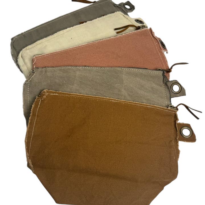 Washed Canvas Zip Bag - Assorted Set of 10 for wholesale by Sugarboo & Co