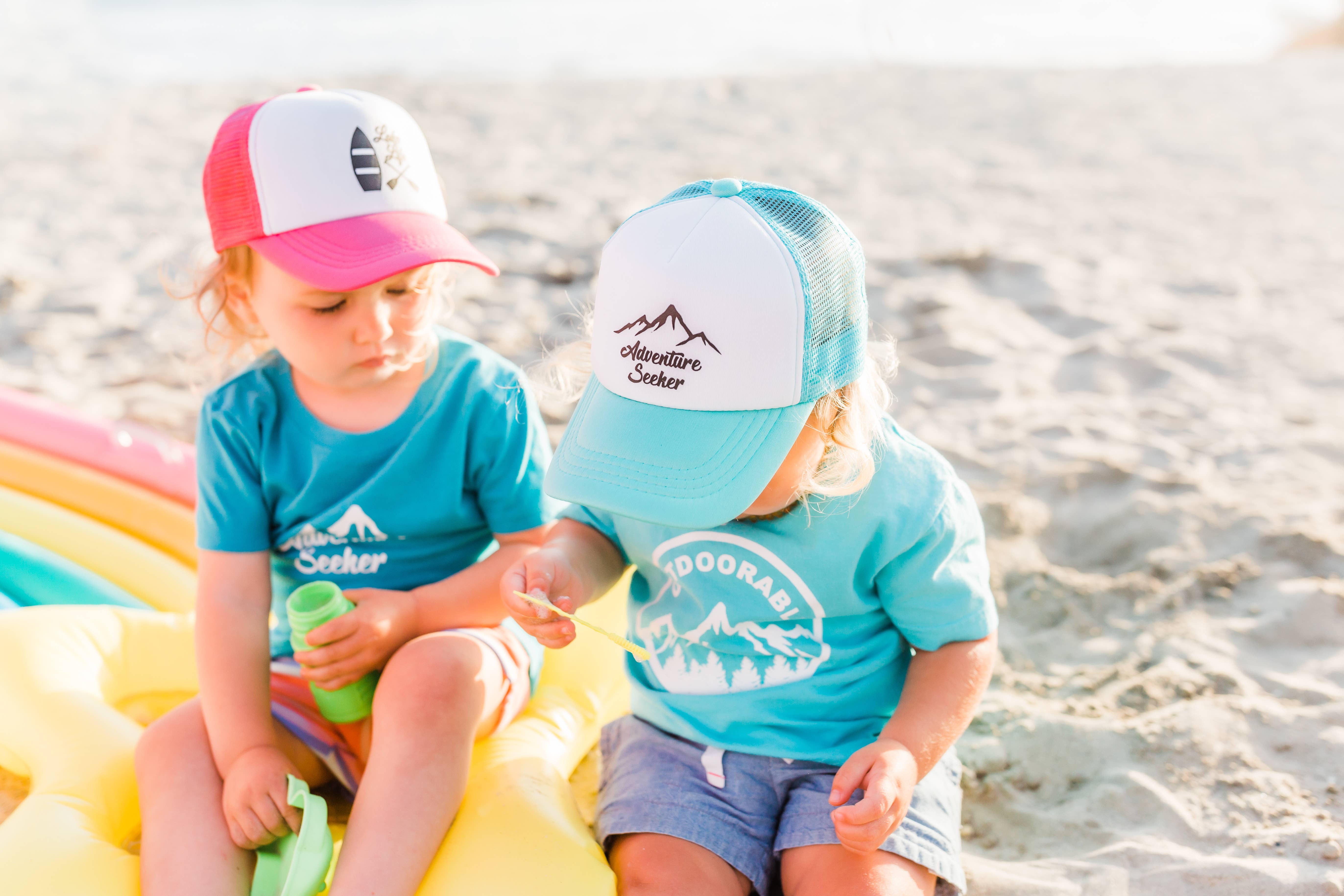 Outdoorable Apparel - Wholesale Kids Hat - Kids - Aqua with Black Adventure Seeker Hat3