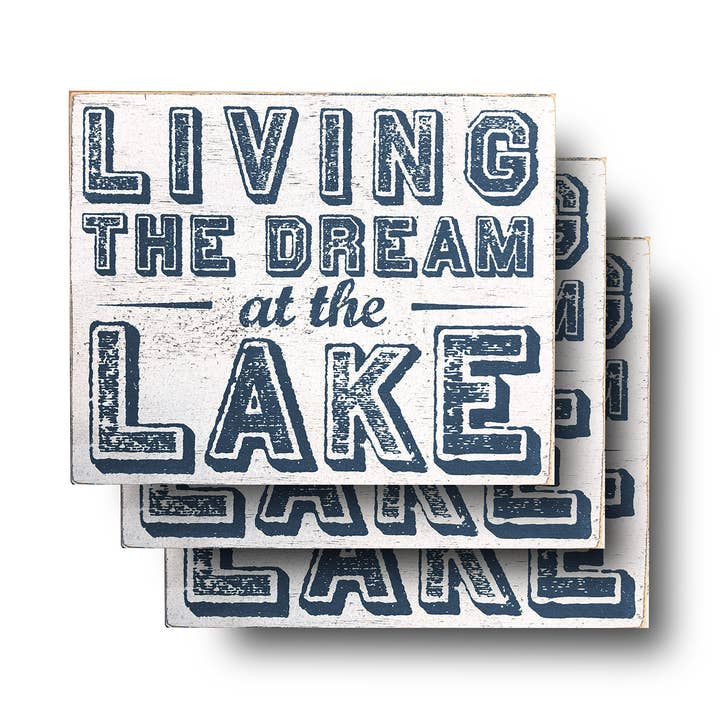 Go Jump in the Lake® - Wholesale Gallery Wall Set - Living the dream at the lake -Set of 3- Available- 4 colors0