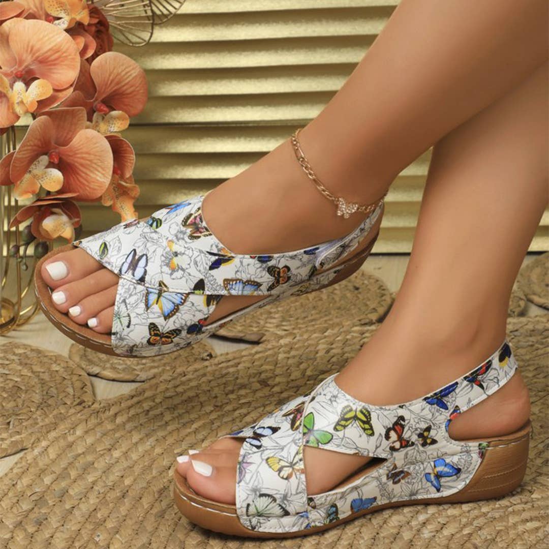 UNISHE - Wholesale Sandals - Women's - Cross-Strap Multicolor Velcro Thick Sole Sandals ZK30963