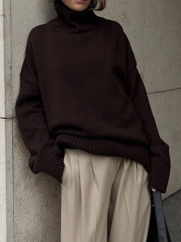 alberalkirk - Wholesale Knit Sweater - Women's - Solid High Neck Knit Sweater Women Multiple Colors N5A6015