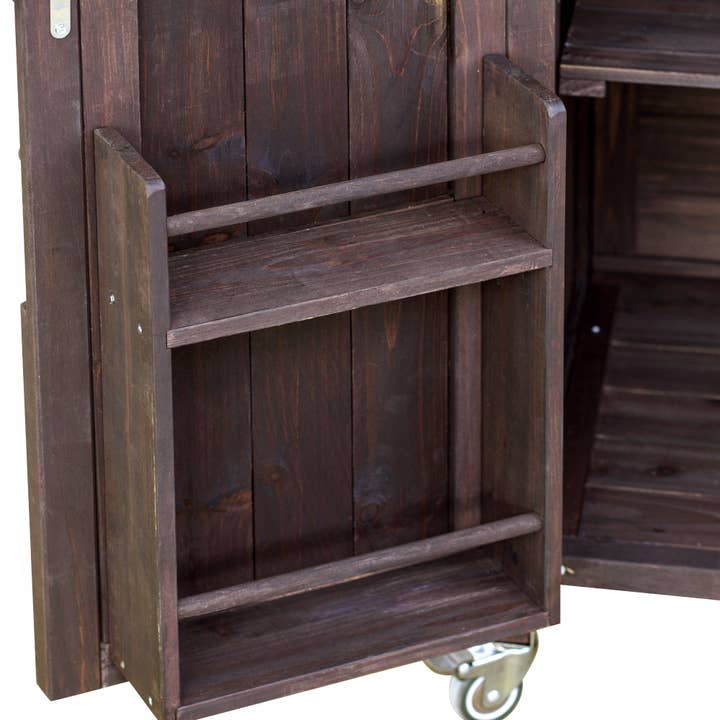39F Inc. - Wholesale Outdoor Ornament/Decor - Outdoor Kitchen Island,Farmhouse Solid Wood Rolling Cart54