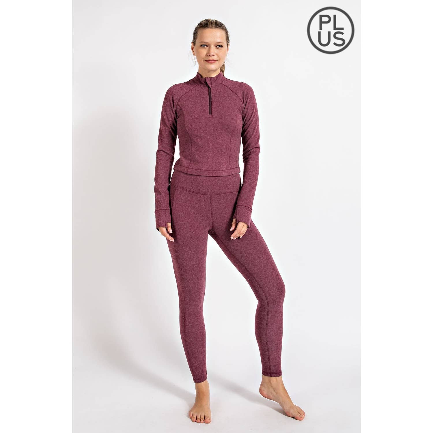 Rae Mode - Vente Chemise – femme - HAUT CÔTELÉ À MANCHES LONGUES ET COL MONTANT BROSSÉ DE GRANDE TAILLE19