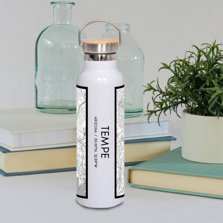 Tempe AZ Map Bottle with Bamboo Top in Classic for wholesale by JACE.design