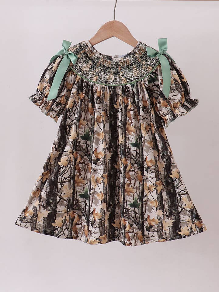 Camouflage rynket buet kjole for engroshandel hos Aspen Rain Boutique